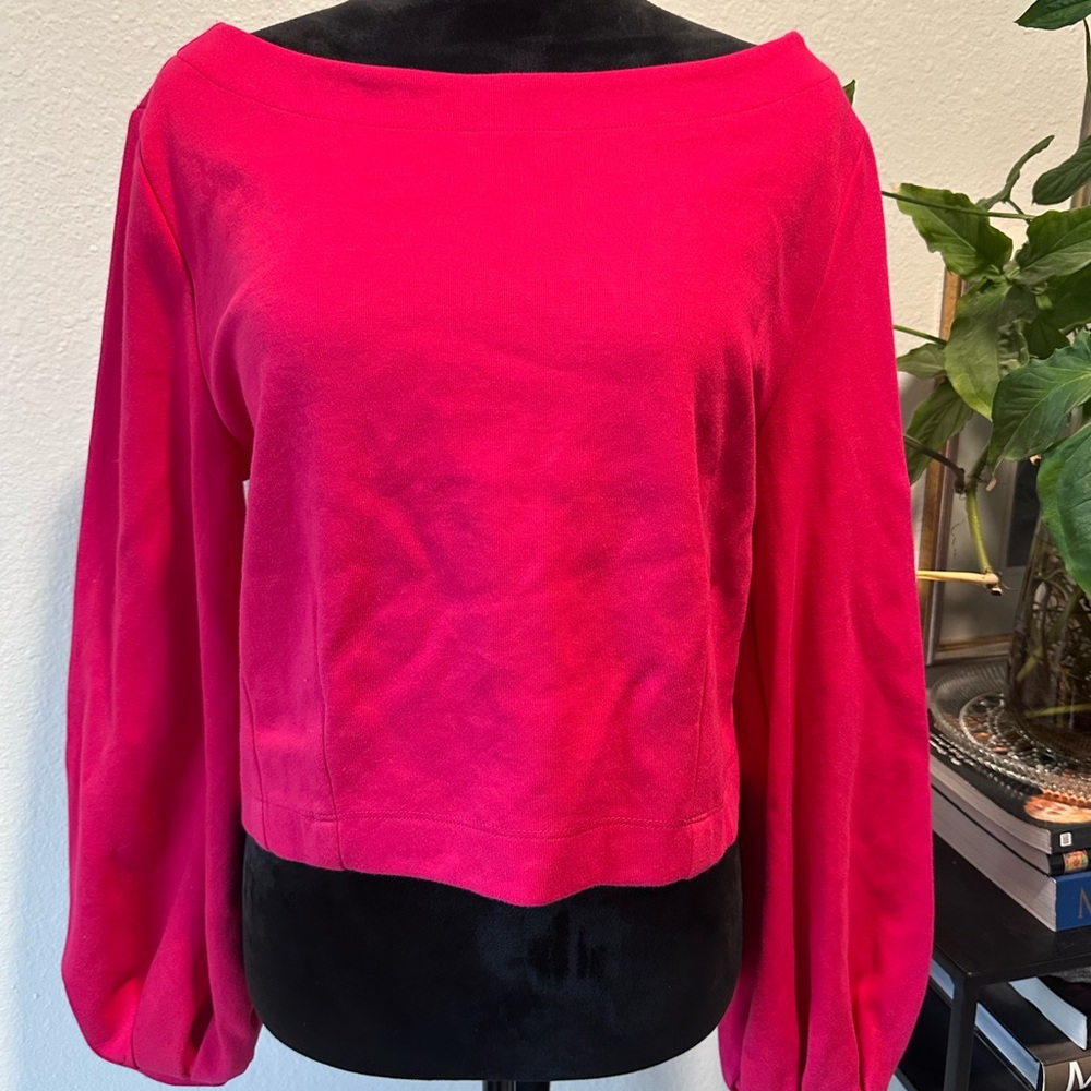 Anthropologie Maeve Bold Raspberry Corset sweater Top